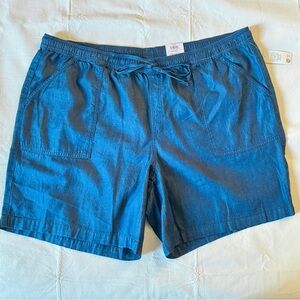 NEW Style & Co. Pull-On Elastic Drawstring Waist Dark Chambray Shorts, Size 3X